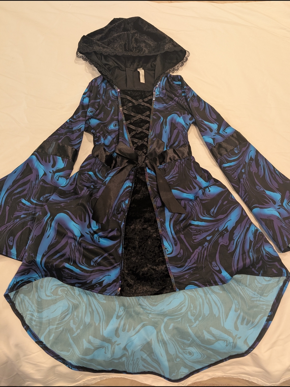 Mystical Sorceress Blue Hooded Witch Costume for Kids